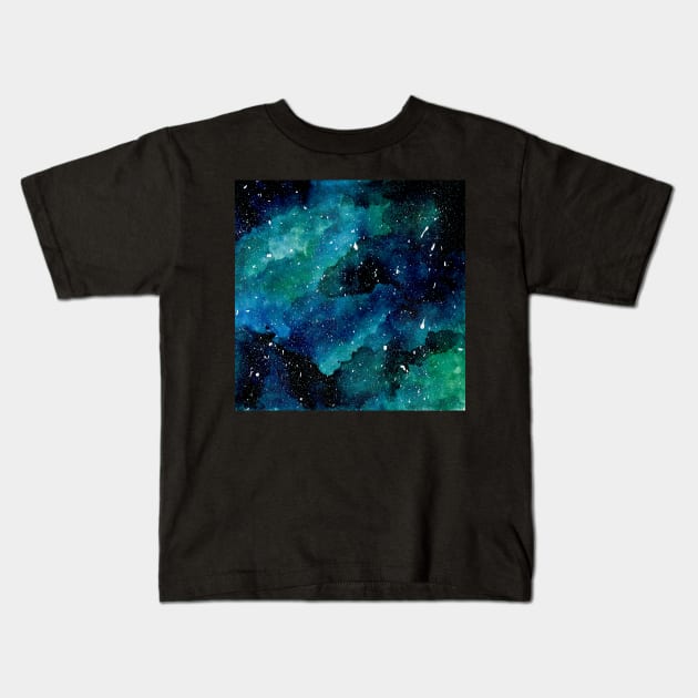 Emerald Galaxy Kids T-Shirt by KathrinLegg